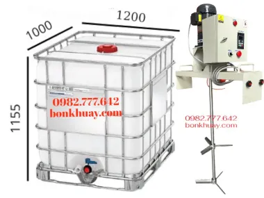 Máy Khuấy Hóa Chất Gá Miệng Bồn IBC 1000 Lít