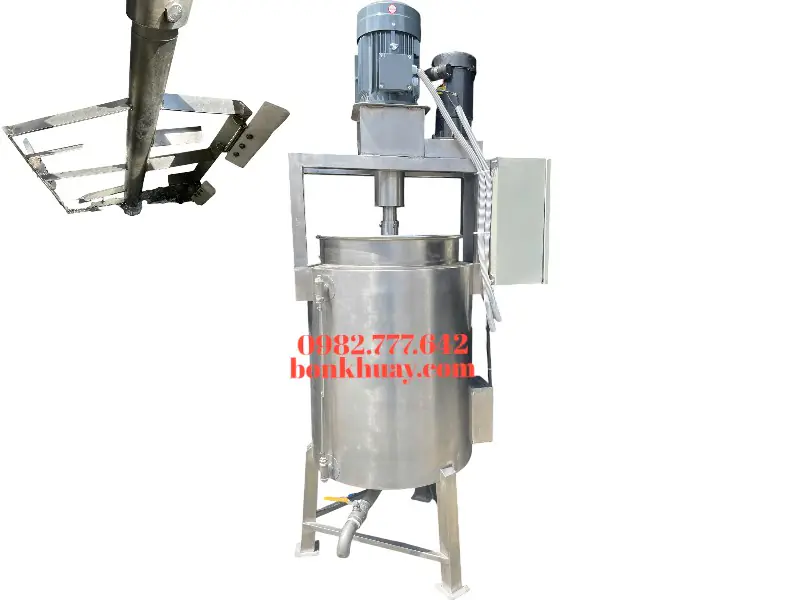 Bồn khuấy đồng hóa thực phẩm cánh quét 50-200 lít inox 304 gia nhiệt công nghiệp