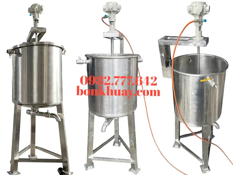 bồn khuấy hóa chất motor khí nén an toàn chống cháy nổ, thiết bị khuấy trộn công nghiệp dung môi sơn hóa chất hiệu quả