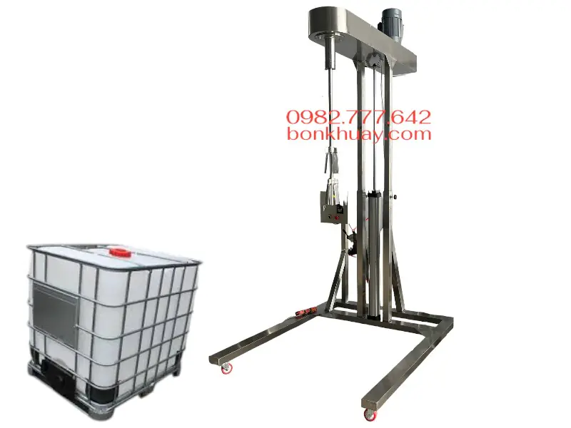 Máy khuấy khí nén thùng IBC 1000 Lít tại xưởng