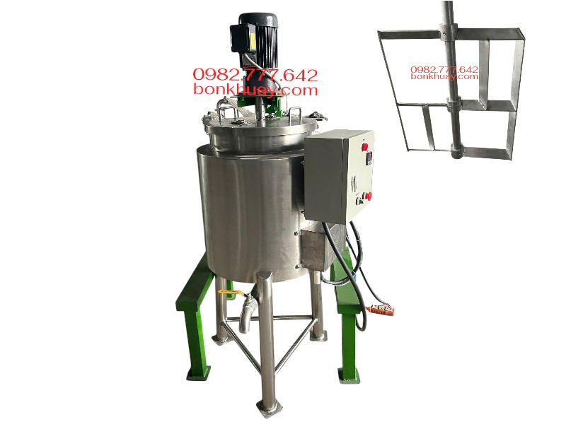 Máy khuấy nâng hạ khí nén kết hợp bồn chứa gia nhiệt 50 lít