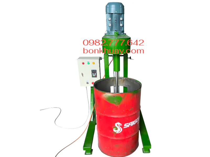 Máy khuấy thùng phuy 200 lít nâng hạ bằng khí nén